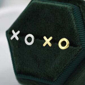 XO Stud Earrings in Sterling Silver, Kiss Hug Earrings, Hugs and kisses XOXO